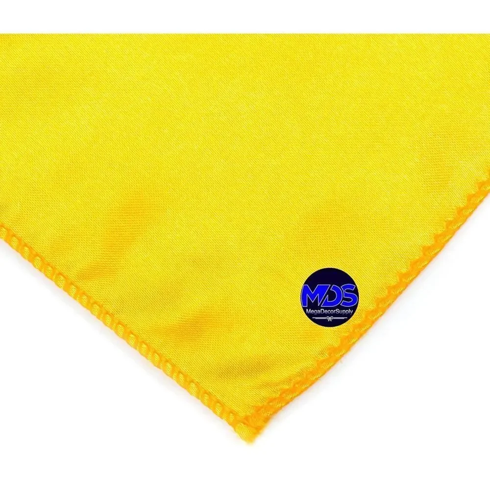 MDS pack of 11Pieces Wedding Satin Napkin Square 12 X 12 Inches  - yellow gold‎